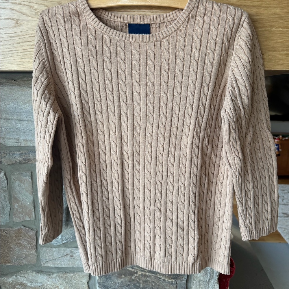 Y2K Vintage 90s polo Ralph Lauren Cable Knit Beige 3/4 sleeve Sweater size XL